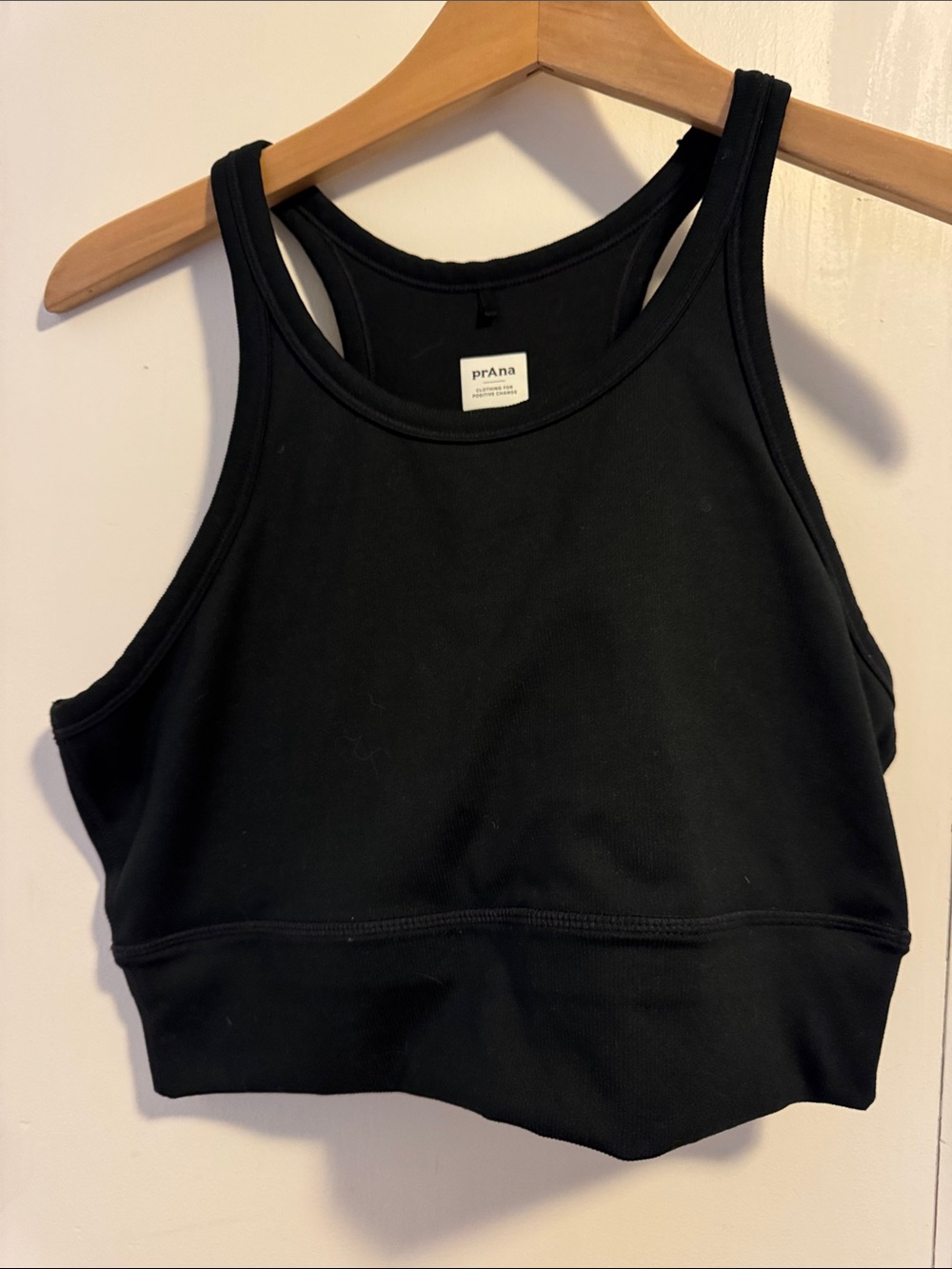 Prana Black Ribbed Racerback Sports Bra